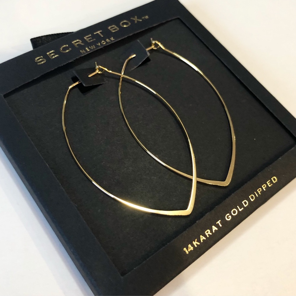 Secret Box Marquise Oval Gold plated hoop earrings